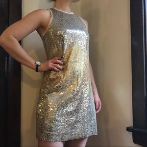 BCBGMaxAzria Gold sequin dress